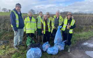 West Worcestershire Conservative candidate Harriett Baldwin with the litter pickers