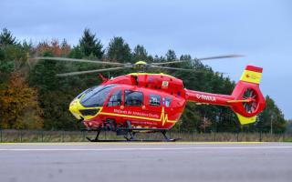 Air ambulance lands by Royal Worcester Hospital