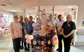 The 'Easter Bunny' delivered the eggs donated by Latimer Court staff and residents in person to Worcester Royal Hospital's Children's Ward