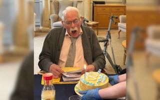 Reginald 'Reggie' Whitworth, who lives at Dorset House Nursing Home in Droitwich, marked his 100th birthday surrounded by friends and family