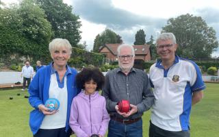 GENERATIONS: L-R Stella Tipper, Holly Newell, Dilwyn Price and Julian Smith at Barbourne Bowling Club for the open day