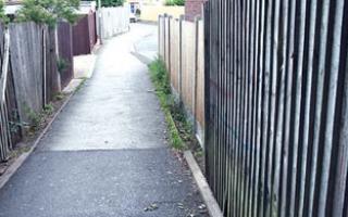 SMART: The alleyway from Sainsbury’s in Windermere Drive to Randwick Close in Warndon, Worcester. Organisers are delighted with the way the clean-up campaign is going.