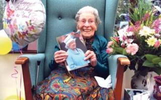 SMILE: Alice Potter celebrated her 106th birthday with a card from the Queen.
