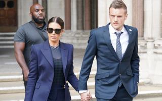 Rebekah and Jamie Vardy leave the Royal Courts Of Justice, London. Picture: PA